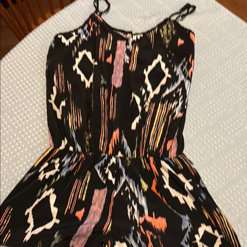 Black Patterned Sleeveless Jumpsuit - image 1